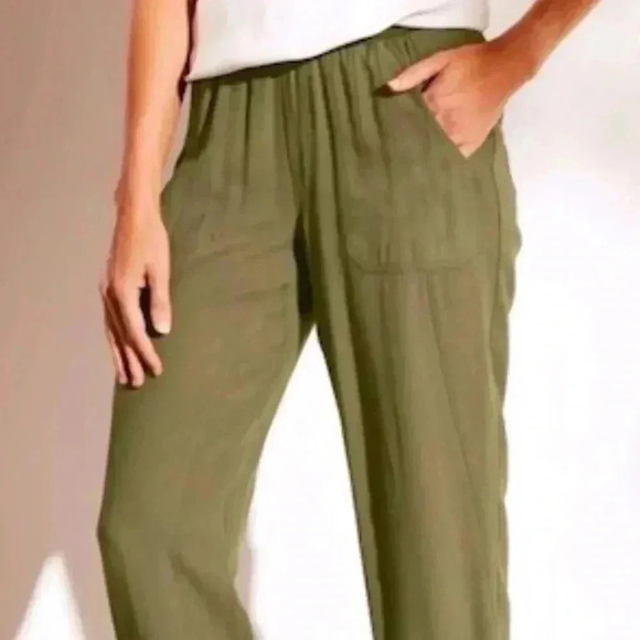 Soft Surroundings Neelandra Pull-on Pants Green Olive Size S - Picture 1 of 14